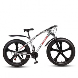 AISHFP Bicicleta AISHFP Bicicleta de montaña Fat Tire para Hombre Adulto, Bicicletas de Playa de Nieve de Velocidad Variable, Ruedas integradas de aleacin de magnesio de 26 Pulgadas, Plata, 24 Speed