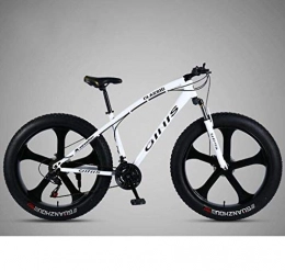 Alqn Bicicleta ALQN Bicicleta de bicicleta de montaña, 26 Times; Bicicleta Mtb Fat Tire de 4.0 pulgadas, Bicicleta de montaña para hombre y mujer, Horquilla delantera amortiguadora y Freno de disco doble, Blanco, 21