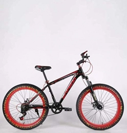 Alqn Bicicletas de montaña Fat Tires ALQN Bicicleta de montaña para adultos Fat Tire, bicicleta de nieve de playa con doble freno de disco, bicicletas de crucero con marco de acero de alto carbono, ruedas de llama de 24 pulgadas, C, 7 vel
