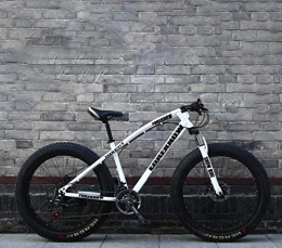 Alqn Bicicleta Alqn Fat Tire Bicicleta de montaña de 26 pulgadas para hombre, bicicleta de playa, bicicletas de crucero con doble freno de disco, ruedas anchas 4.0, bicicleta de nieve para adultos, Blanco, 24 velocid