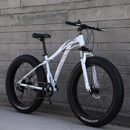 Alqn Bicicleta Alqn Fat Tire Mountain Bike para hombre, bicicleta de nieve para adultos de 26 pulgadas, bicicletas de crucero con doble disco de freno, bicicleta de playa, ruedas anchas 4.0, Blanco, 27 velocidades