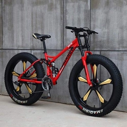 AYHa Bicicleta AYHa Bicicletas de montaña, de 26 pulgadas Fat Tire Bike Montaña Rígidas, bastidor de suspensión dual y Suspensión Tenedor de bicicletas de montaña Todo Terreno, 27 velocidad, Rojo 3 radios