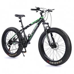 AZXV 26 Pulgadas de Grasa neumático Bicicleta de montaña suspensión Completa Acero Altamente Carbono para Adultos Bicicletas, 21 velocidades mecánicas Dual Dual DISP-Fren Black Green
