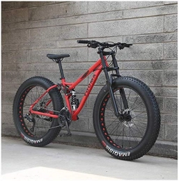 ZWR Bicicleta Bicicleta de montaña de 26 pulgadas para adultos y jvenes Hardtail MTB, marco de acero al carbono, grandes neumticos de suspensin completa Mountain Bike, color rojo, tamao 21speeds