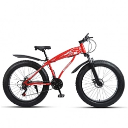 WLWLEO Bicicleta Bicicleta de montaña para adultos, adolescentes 26 pulgadas Neumático gordo nieve Bicicletas con horquilla de suspensión, Frenos de doble disco MTB, Bicicleta antideslizante de arena, Rojo, 21 speed