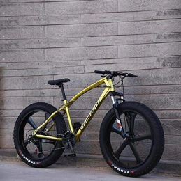 GASLIKE Bicicleta Bicicleta de montaña para adultos, bicicleta de crucero con marco de acero con alto contenido de carbono, freno de disco doble y horquilla de suspensin delantera completa, Oro, 26 inch 27 speed