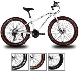 WSJYP Bicicletas de montaña Fat Tires Bicicleta de Montaña para Hombre Fat Tire de 26 Pulgadas, Bicicleta de Velocidad MTB con Ruedas de Acero con Alto Contenido de Carbono, Bicicleta de Montaña para Exteriores de 27 Velocidades , B-White
