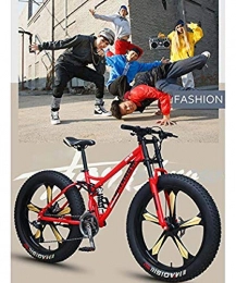 Abrahmliy Bicicletas de montaña Fat Tires Bicicleta de montaña para Hombres y Mujeres Freno de Disco mecánico con Marco de Acero de Alto Carbono Ruedas de aleación de Aluminio de 26 Pulgadas-Cyan_21 Speed