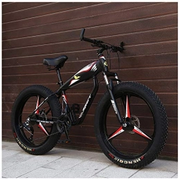 GONGFF Bicicleta Bicicleta de montaña rgida de 26 pulgadas, bicicleta de montaña Fat Tire para adultos, frenos de disco mecnicos, suspensin delantera para hombres y mujeres, negro de 3 radios, 24 velocidades