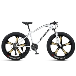 FAXIOAWA Bicicletas de montaña Fat Tires Bicicletas de montaña de 26 pulgadas, bicicleta de velocidad 21 / 24 / 27 / 30, bicicleta de montaña con neumáticos gruesos para adultos, marco de acero con alto contenido de carbono, doble suspensión com