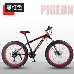 cuzona Bicicletas de montaña Fat Tires cuzona 26-Inch Off-Road Bicycle Beach Snowmobile 4 0 Super Wide Tire Mountain Bike Men and Women Student Speed Bike-Red_26_Inches_24_speeds