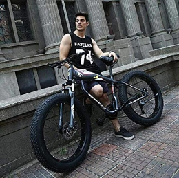 CXY-JOEL Bicicleta CXY-JOEL Bicicleta de Montaña Bicicleta para Adultos Fat Tire Hardtail Mbt Bike Marco de Acero de Alto Carbono Doble Freno de Disco Ruedas de 26 Pulgadas-Negro_24 Velocidad
