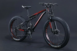  Bicicleta Fat Bike 24 - Bicicleta de montaña (26 pulgadas, suspensión completa, neumáticos grandes, 21 marchas), color negro