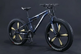  Bicicleta Fat Bike 24 - Bicicleta de montaña (26 pulgadas, suspensión completa, neumáticos grandes (azul pentagonal, 66 cm, 21 marchas)