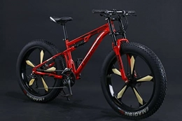  Bicicletas de montaña Fat Tires Fat Bike 24 - Bicicleta de montaña (26 pulgadas, suspensión completa, neumáticos grandes (pentagonal, 26 pulgadas, 24 marchas rojas)