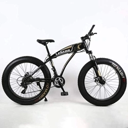 FDSAD Bicicleta Fat Tire Bicicleta de montaña para adultos, ligera con marco de acero de alto carbono, bicicleta de playa, moto de nieve para hombre, freno de disco doble ruedas de 26 pulgadas, negro, 24 velocidades