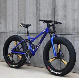 Tochange Bicicleta Fat Tire - Bicicleta de montaña para hombre, ruedas de 26 pulgadas, marco de acero con alto contenido de carbono, hardtail All Terrain Mountain Bike - Horquilla de doble suspensin, Azul, 27 speed