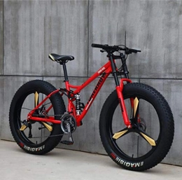 Tochange Bicicletas de montaña Fat Tires Fat Tire - Bicicleta de montaña para hombre, ruedas de 26 pulgadas, marco de acero con alto contenido de carbono, hardtail All Terrain Mountain Bike - Horquilla de doble suspensión, Rojo, 21 speed