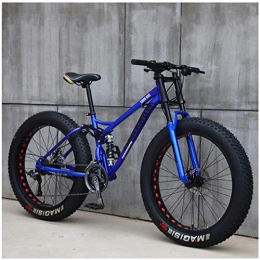 GJZM Bicicletas de montaña Fat Tires GJZM Mountain Bikes 21 Speed, neumticos de 26 Pulgadas Hardtail Mountain Bike Cuadro deDoble suspensin - Negro Spoke-Blue Spoke