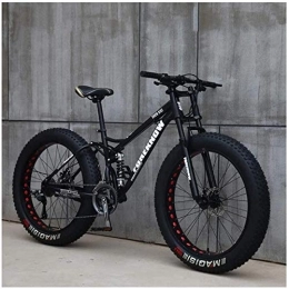 GJZM Bicicletas de montaña Fat Tires GJZM Mountain Bikes 21 Speed, neumáticos de 26 Pulgadas Hardtail Mountain Bike Cuadro de Doble suspensión- Negro Spoke-Black Spoke_7 Speed