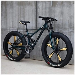 GJZM Bicicletas de montaña Fat Tires GJZM Mountain Bikes 21 Speed, neumáticos de 26 Pulgadas Hardtail Mountain Bike Cuadro de Doble suspensión- Negro Spoke-Green 5 Spoke_24 Speed