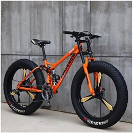 GJZM Bicicletas de montaña Fat Tires GJZM Mountain Bikes 21 Speed, neumáticos de 26 Pulgadas Hardtail Mountain Bike Cuadro de Doble suspensión - Negro Spoke-Orange 3 Spoke_24 Speed
