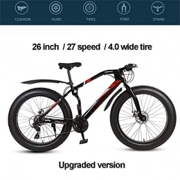 Hyuhome Bicicleta Hyuhome para Mujer para Hombre Adulto de Bicicletas, Bicicletas de montaña de 26 Pulgadas Fat Tire con Shift mecánica de Doble Freno de Disco 27 ​​de Velocidad, Negro