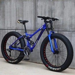 JIAJULL 26 Pulgadas Fat Tire Bicicleta de Montaña Rígidas, 21 Bicicletas de montaña Velocidad, Doble Bastidor de suspensión y SuspensionFork, Todo Terreno de Bicicletas de montaña (Color : Azul)