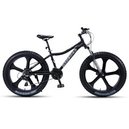 KDHX Bicicletas de montaña Fat Tires KDHX Neumáticos Todoterreno de 24 Pulgadas y 27 velocidades para Bicicleta de montaña, Frenos de Disco Dobles de Acero al Carbono, Adultos, Deportes al Aire Libre (Color : Black)
