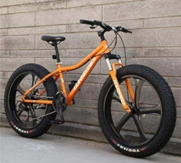 LFSTY Bicicletas de montaña Fat Tires LFSTY Bicicleta de montaña rígida de 26 Pulgadas para Adultos, Cuadro de Acero con Alto Contenido de Carbono, Horquilla de Resorte de suspensión Completa, Freno de Doble Disco, Orange, 27 Speed
