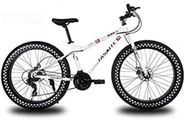 LFSTY Ruedas de 26 Pulgadas Bicicleta de montaña para Adultos, Bicicletas de Bicicleta rgida Fat Tire, Marco de Acero de Alto Carbono, Freno de Disco Doble,White,27 Speed