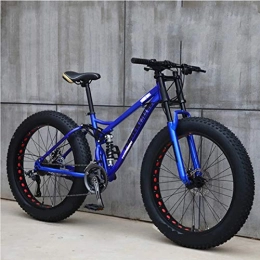NXX Bicicletas de montaña Fat Tires NXX Bicicletas de montaña para Hombre de 24 Pulgadas, Bicicleta de montaña rígida de Acero al Carbono, Bicicleta de montaña con Asiento Ajustable con suspensión Delantera, 21 velocidades, Azul