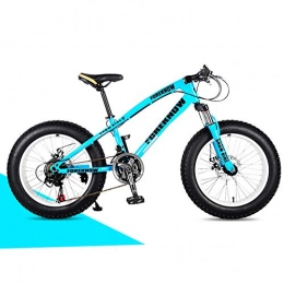 QIMENG Bicicletas de montaña Fat Tires QIMENG 24 Pulgadas Bicicleta Bicicleta Montaña Adulto con Doble Freno De Disco Cambio De 7 / 21 / 24 / 27 Velocidades Marco De Acero De Alto Carbono Adecuado para 165-180 Cm, Azul, 7 Speed