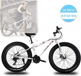 WSJYP Bicicleta de Montaa Rgida Fat Tire de 26 Pulgadas, Cuadro de Suspensin Doble 21/24/27 Velocidad y Horquilla de Suspensin All Terrain Mountain Bike,27speed-White