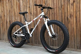 WYN Fat Tire Bicicleta de montaña 24/26 Pulgadas Bicicleta de Playa de Acero con Alto Contenido de Carbono Bicicleta de Nieve, Blanco de 24 Pulgadas, 27 velocidades