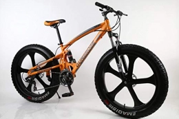 WYN Bicicleta WYN   Fat Tire Bicicleta de montaña Bicicleta de Acero con Alto Contenido de Carbono Bicicleta de Nieve para Playa, 26 Pulgadas Amarillo, 7 velocidades
