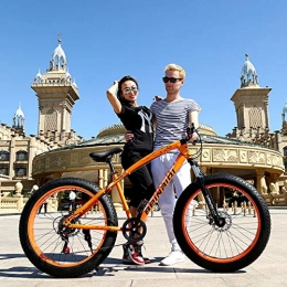 ZWR Bicicletas de montaña Fat Tires ZWR - Bicicleta de montaña para hombre, 24 – 26 pulgadas, cuadro de acero de alta resistencia, doble freno de disco, color naranja, tamaño 24inches 27 speed