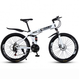 Chnzyr Bicicletas de montaña plegables 2020 Nuevo Estudiante Adulto Bicicleta de Montaña, 26" Bicicleta con Función de Absorción de Impactos Deporte Al Aire Libre Bikes Estructura de Acero con Alto Contenido de Carbono, Blanco, 21 Speed