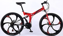 DPCXZ Bicicleta 21 Speed Bicicleta Plegable, Bicicleta De Montaña Plegable Para Hombres Y Mujeres Adultos, Bicicleta De Deporte De Montaña, Doble Suspension Bicicletas Urbanas Unisex red, 26 inches