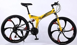 DPCXZ Bicicleta 21 Speed Bicicleta Plegable, Bicicleta De Montaña Plegable Para Hombres Y Mujeres Adultos, Bicicleta De Deporte De Montaña, Doble Suspension Bicicletas Urbanas Unisex yellow, 26 inches