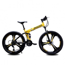 Bdclr Bicicleta 21 velocidades Plegable Bicicleta de montaña Doble absorcin de Impactos Bicicleta de Cola Suave 24 / 26 Pulgadas, Yellow, 26inches
