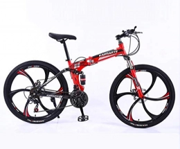 24/26 Pulgadas Bicicleta De Montaa Plegable Bicis para Hombres Y Mujeres,Marco De Acero De Alto Carbono, Freno De Disco De Acero (Color : Red-B, Size : 24 Inch 21 Speed)