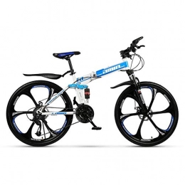 Llpeng Bicicleta 26-de 21 pulgadas / 27-velocidad plegable Montaa Off-Road Bike, 8 segundos Quick Fold, doble choque 6-cortador de bicicletas, frenos delantero y trasero de doble disco ( Color : Blue , Size : 27 )