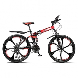 Llpeng Bicicleta 26-de 21 pulgadas / 27-velocidad plegable Montaña Off-Road Bike, 8 segundos Quick Fold, doble choque 6-cortador de bicicletas, frenos delantero y trasero de doble disco ( Color : Red , Size : 21 )