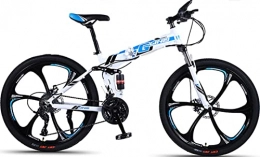 26 Pulgadas Foldable Bicicleta De Montaña Ruedas De 21 Velocidades Amortiguadores Dobles Freno De Disco Dual Para Hombres Y Mujeres Bicicleta De Ciclocross Blue,24 inches