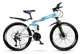 LXC Bicicletas de montaña plegables 26 Pulgadas Plegable Bicicleta De Montaa Ligera 27 Velocidad Rueda De Radios, Bicicleta De MTB Marco De Acero De Alto Carbono, El Doble De Carreras De Absorcin De Choque, Azul Blanco