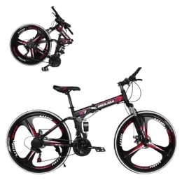 AASSDOO Bicicleta de montaña de 26 Pulgadas MTB Bicicleta Plegable - con Frenos de Disco Doble de 21 velocidades Suspensión Completa Bicicleta Deportiva Antideslizante para Adult
