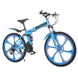 Altruism Bicicleta de montaña Plegable de 26 Pulgadas, 21 velocidades, Bicicleta para Hombre con Frenos de Disco para Mujer, Azul