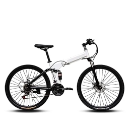 ASPZQ Bicicleta ASPZQ Bicicleta Plegable De Bicicleta De Montaña, 26 Pulgadas De 24 Pulgadas Velocidad Variable Doble Amortiguador Bicicleta para Hombres Mujeres-Estudiantes Y Viajeros Urbanos, Blanco, 24 Inches