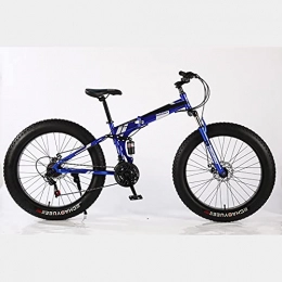 ASPZQ Bicicletas de montaña plegables ASPZQ Moto De Nieve Plegable De 24 Pulgadas, Bicicleta De Montaña Velocidad Variable Dual Shock Absorber 4.0 Wide Gorra Grande Neumático ATV, Azul